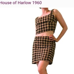 House of Harlow 1960 Houndstooth Crop Top and Skirt